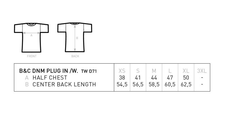 Damen Medium Fit T-Shirt B&C | DNM Plug In /women Grössentabelle