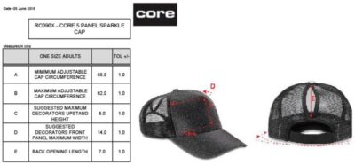 5 Panel Mesh Glitzer Kappe "New York" Result Headwear | RC 090X Grössentabelle