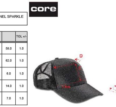 5 Panel Mesh Glitzer Kappe "New York" Result Headwear | RC 090X Grössentabelle