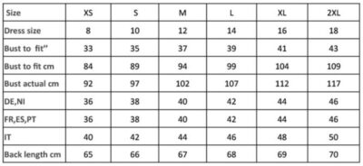 Popeline Bluse langarm "Mulligan" Premier | PR 350 Grössentabelle