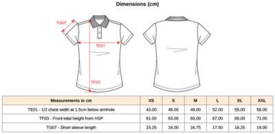 Damen Supima® Stretch Piqué Polo Kariban Premium | PK 201 Grössentabelle