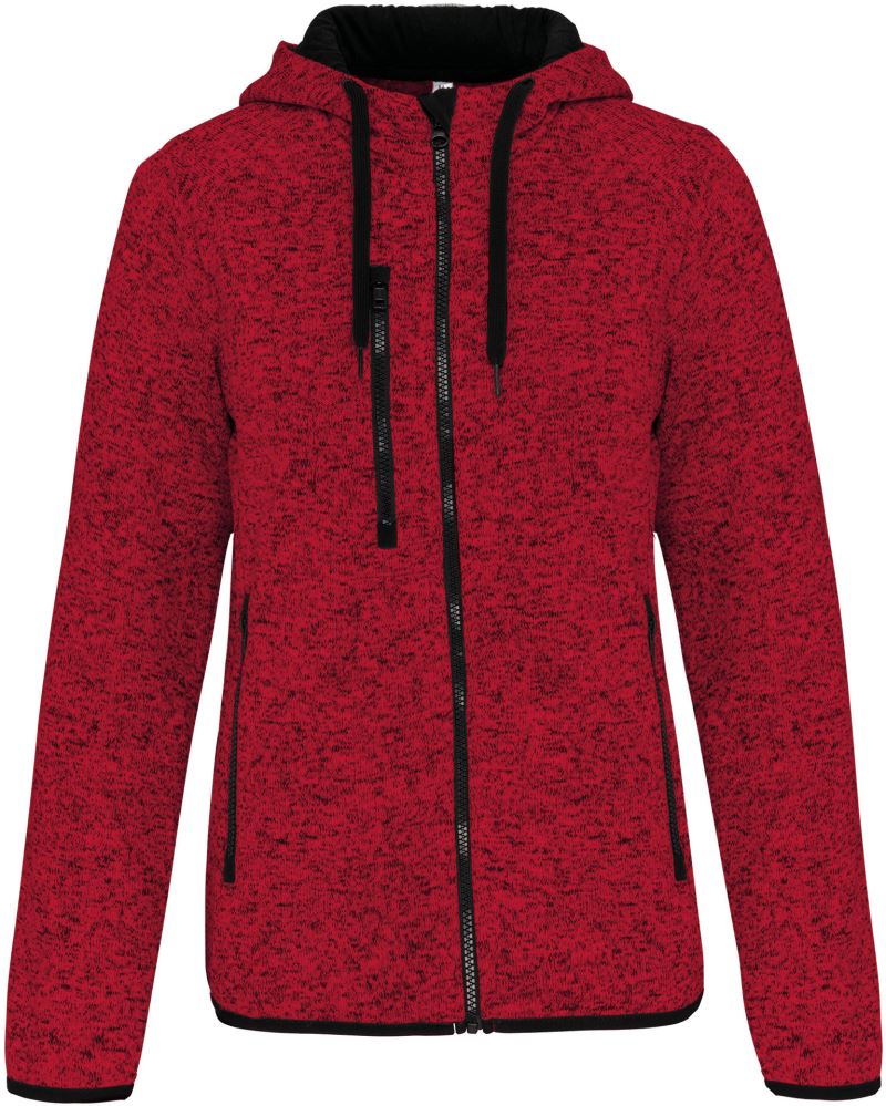 Damen Melange Kapuzen Strickfleece Jacke Kariban ProAct | PA 366