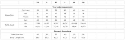 Stretch Bluse kurzarm Russell | 947F Grössentabelle Stretch Bluse kurzarm Russell | 947F Grössentabelle