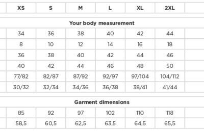 Stretch Bluse kurzarm Russell | 947F Grössentabelle Stretch Bluse kurzarm Russell | 947F Grössentabelle