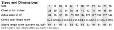Oxford Bluse langarm Kustom Kit | KK 702 (6-24) Grössentabelle