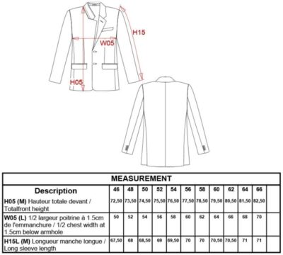 Herren Anzugsakko Kariban | K 6130 Grössentabelle