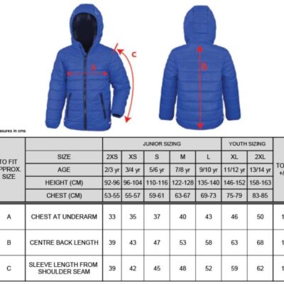 Kinder Steppjacke Result Core | R 233JY Grössentabelle Kinder Steppjacke Result Core | R 233JY Grössentabelle