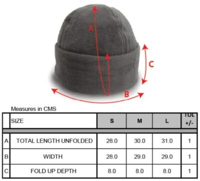 Fleece Mütze mit Umschlag Result Winter Essentials | RC 141X Grössentabelle