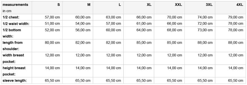 Micro-Twill Hemd langarm Daiber | JN 682 Grössentabelle