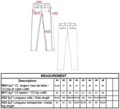 Damen Chino Hose Kariban | K 741 Grössentabelle Damen Chino Hose Kariban | K 741 Grössentabelle