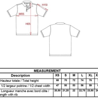 Herren Polo mit Maokragen Kariban | K 223 Grössentabelle