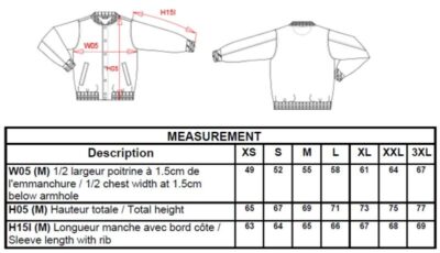 Unisex College Jacke "Teddy" Kariban | K 497 Grössentabelle Unisex College Jacke "Teddy" Kariban | K 497 Grössentabelle