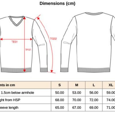Herren V-Ausschnitt Pullover Kariban | K 965 Grössentabelle