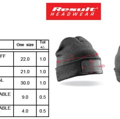 Strickmütze Result Winter Essentials | RC 027X Grössentabelle Strickmütze Result Winter Essentials | RC 027X Grössentabelle