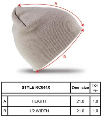 Strick Beanie Result Winter Essentials | RC 044X Grössentabelle