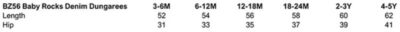 Baby Latzhose Babybugz | BZ 56 Grössentabelle