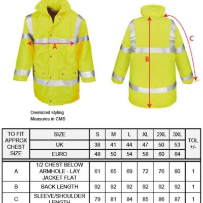 Sicherheitsjacke Result | R 018X Grössentabelle Sicherheitsjacke Result | R 018X Grössentabelle
