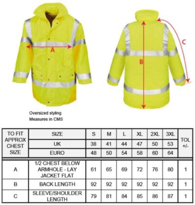 Sicherheitsjacke Result | R 018X Grössentabelle Sicherheitsjacke Result | R 018X Grössentabelle