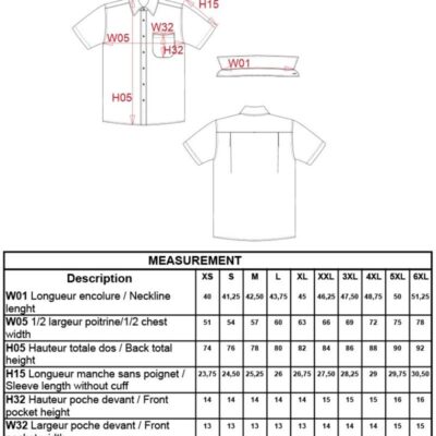 Popeline Hemd "Ace" kurzarm Kariban | K 551 Grössentabelle
