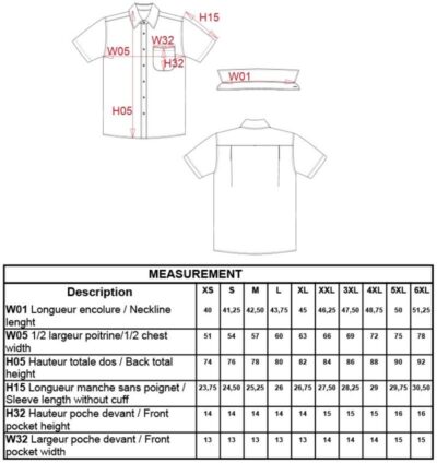 Popeline Hemd "Ace" kurzarm Kariban | K 551 Grössentabelle