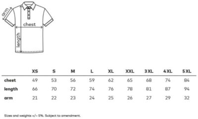 Schweres Herren Piqué Polo mit Brusttasche Promodoro | 4100 Grössentabelle