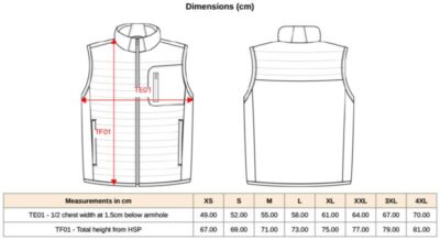 Herren Hybrid Bodywarmer Kariban | K 6170 Grössentabelle Herren Hybrid Bodywarmer Kariban | K 6170 Grössentabelle