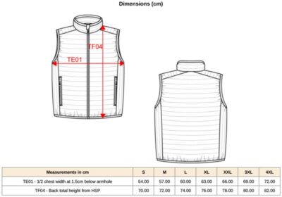 Leichter Herren Bodywarmer Kariban | K 6113 Grössentabelle Leichter Herren Bodywarmer Kariban | K 6113 Grössentabelle