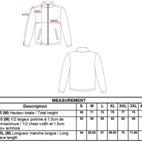 Microfleece Jacke "Falco" Kariban | K 911 Grössentabelle
