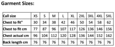 Kochjacke langarm Premier | PR 901 Grössentabelle