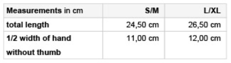 Microfleece Handschuhe Daiber | MB 7700 Grössentabelle