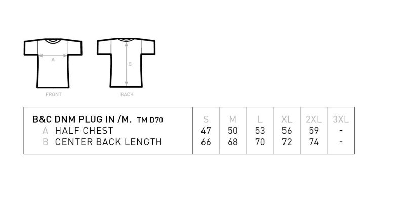 Herren Medium Fit T-Shirt B&C | DNM Plug In /men Grössentabelle