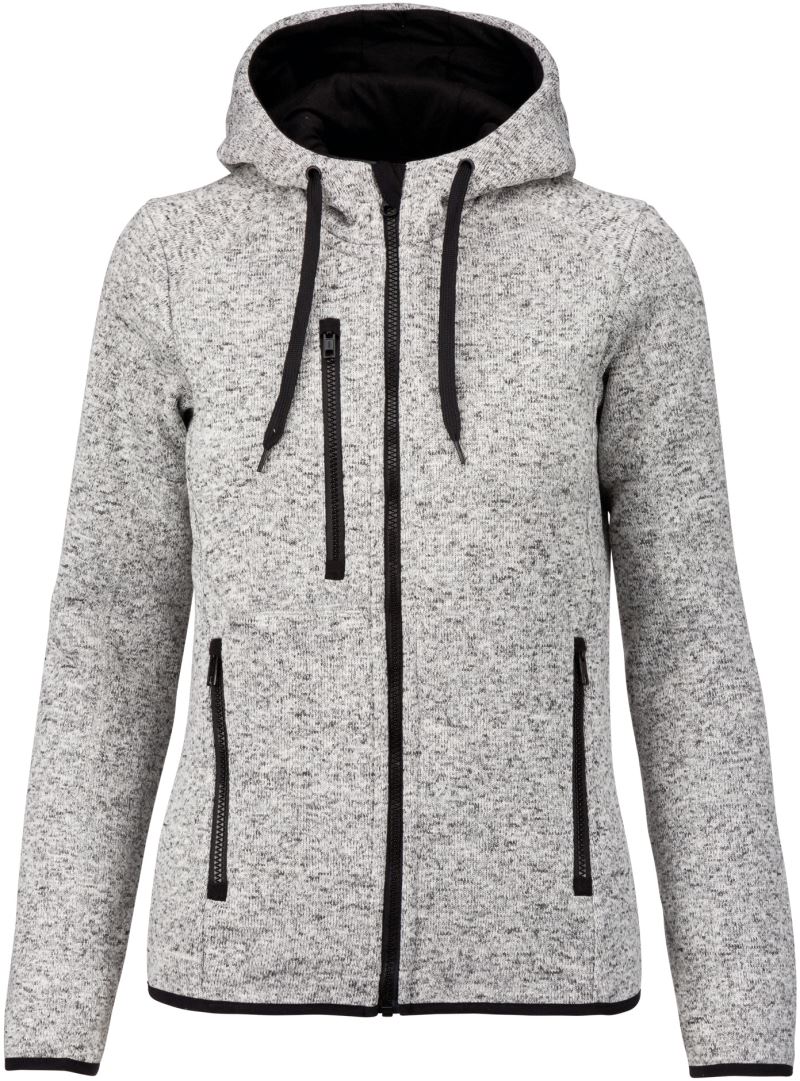 Damen Melange Kapuzen Strickfleece Jacke Kariban ProAct | PA 366
