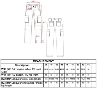 Herren Hose Kariban | K 745 Grössentabelle Herren Hose Kariban | K 745 Grössentabelle