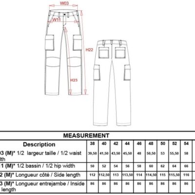 Herren Hose Kariban | K 745 Grössentabelle Herren Hose Kariban | K 745 Grössentabelle