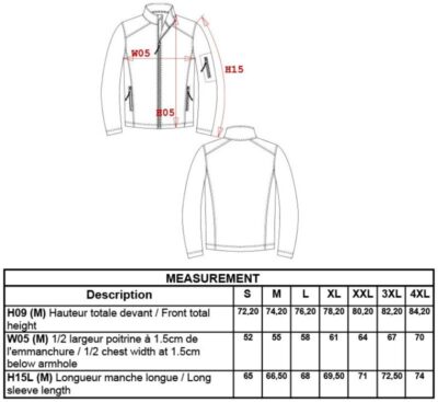 Herren 3-Lagen Softshell Jacke Kariban | K 401 Grössentabelle Herren 3-Lagen Softshell Jacke Kariban | K 401 Grössentabelle