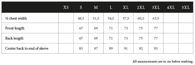 Herren Pullover Tee Jays | TJ 6000 Grössentabelle