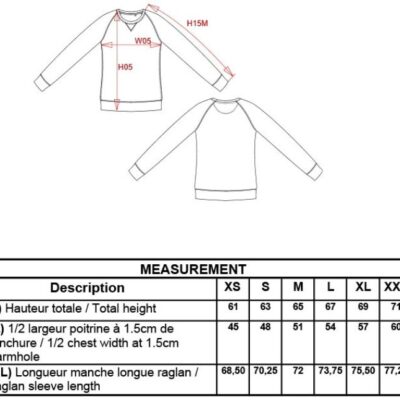 Damen Bio Raglan Sweater Kariban | K 481 Grössentabelle Damen Bio Raglan Sweater Kariban | K 481 Grössentabelle