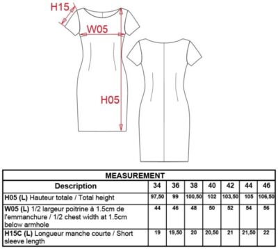 Kleid kurzarm Kariban | K 500 Grössentabelle Kleid kurzarm Kariban | K 500 Grössentabelle