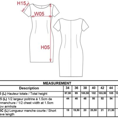 Kleid kurzarm Kariban | K 500 Grössentabelle Kleid kurzarm Kariban | K 500 Grössentabelle