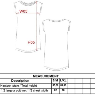 T-Shirt Kleid Kariban | K 388 Grössentabelle T-Shirt Kleid Kariban | K 388 Grössentabelle