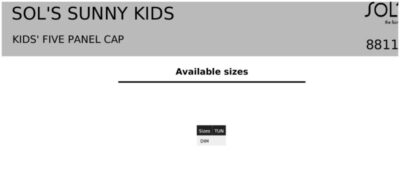 Kinder 5 Panel Kappe SOL'S | Sunny Kids Grössentabelle