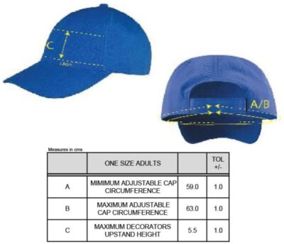 5 Panel Kappe Result Headwear | RC 084X Grössentabelle