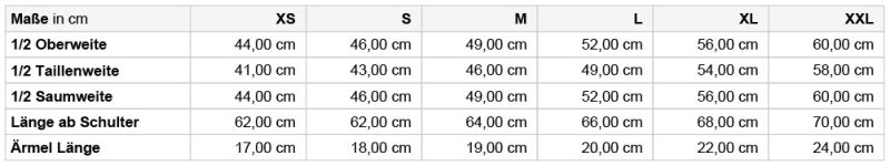 Damen Jersey Polo Daiber | JN 1301 Grössentabelle