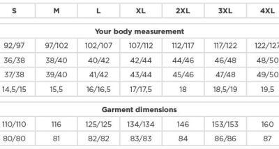 Hemd kurzarm bügelfrei Russell | 957M Grössentabelle Hemd kurzarm bügelfrei Russell | 957M Grössentabelle