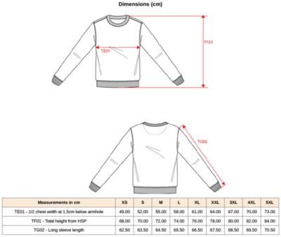 Sweater "Made in Portugal" Kariban | K 4035 Grössentabelle Sweater "Made in Portugal" Kariban | K 4035 Grössentabelle