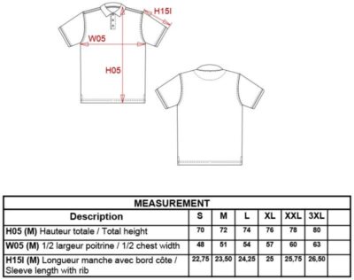 Herren Stretch Piqué Polo Kariban | K 239 Grössentabelle