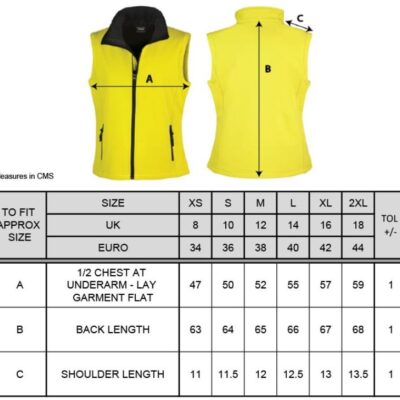 Damen 2-Lagen Softshell Gilet "Printable" Result Recycled | R 232F Grössentabelle Damen 2-Lagen Softshell Gilet "Printable" Result Recycled | R 232F Grössentabelle