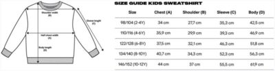 Kinder Sweater True Blanks | Kids Sweater Grössentabelle Kinder Sweater True Blanks | Kids Sweater Grössentabelle