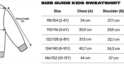 Kinder Sweater True Blanks | Kids Sweater Grössentabelle Kinder Sweater True Blanks | Kids Sweater Grössentabelle