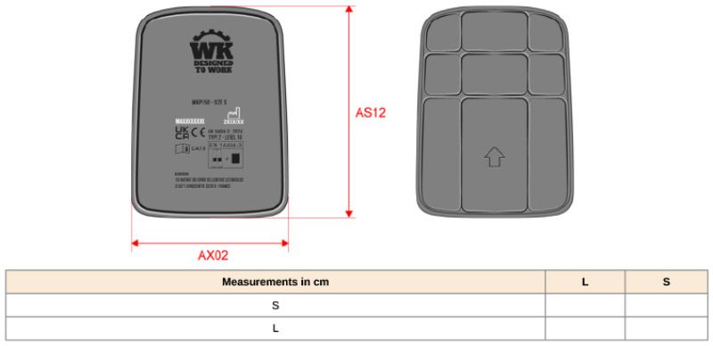 Knieschoner Kariban | WKP 150 Grössentabelle